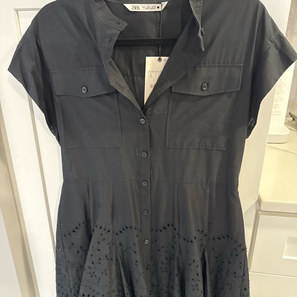 Zara Charcoal Button-Up Dress